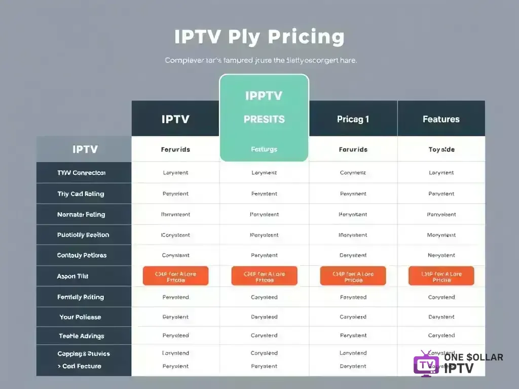 Comparison chart of One Dollar IPTV  pricing plans
