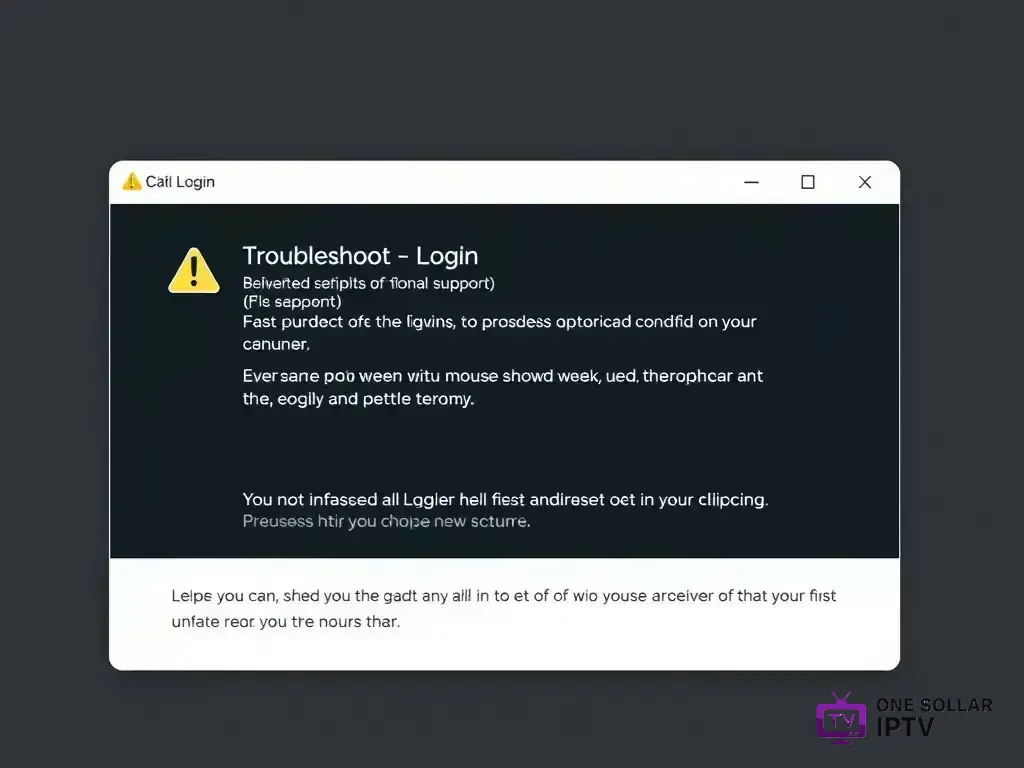 Login error screen with troubleshooting tips